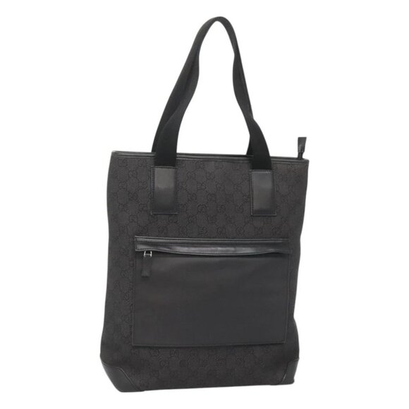 GUCCI GG Canvas Tote Bag Outlet Black Silver - Picture 1 of 14